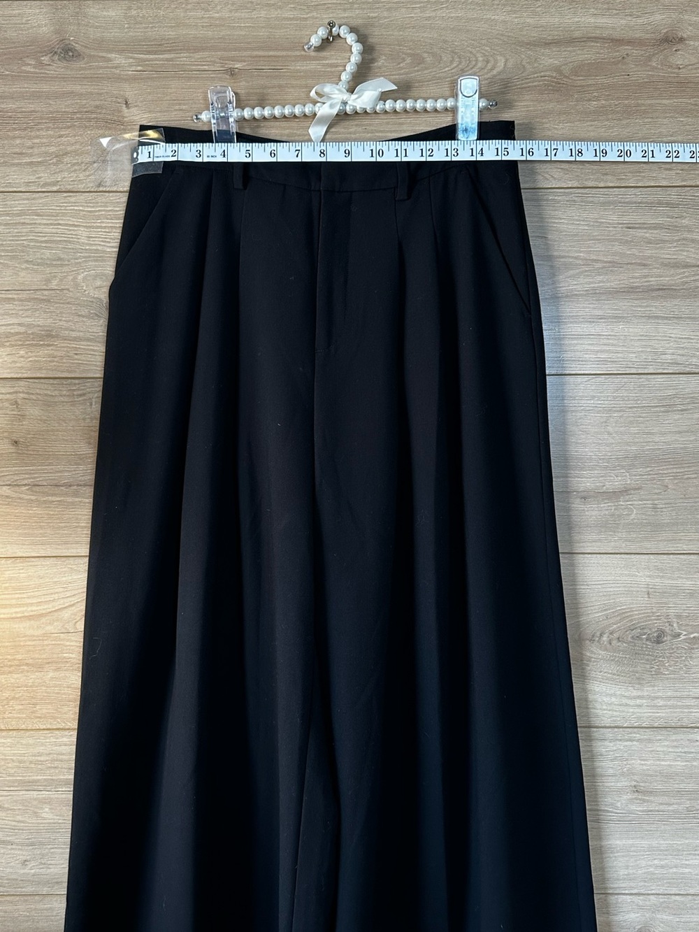 Anthropologie Maeve Pleated Trousers Black Wide-Leg High-Rise Trousers - Picture 8 of 13